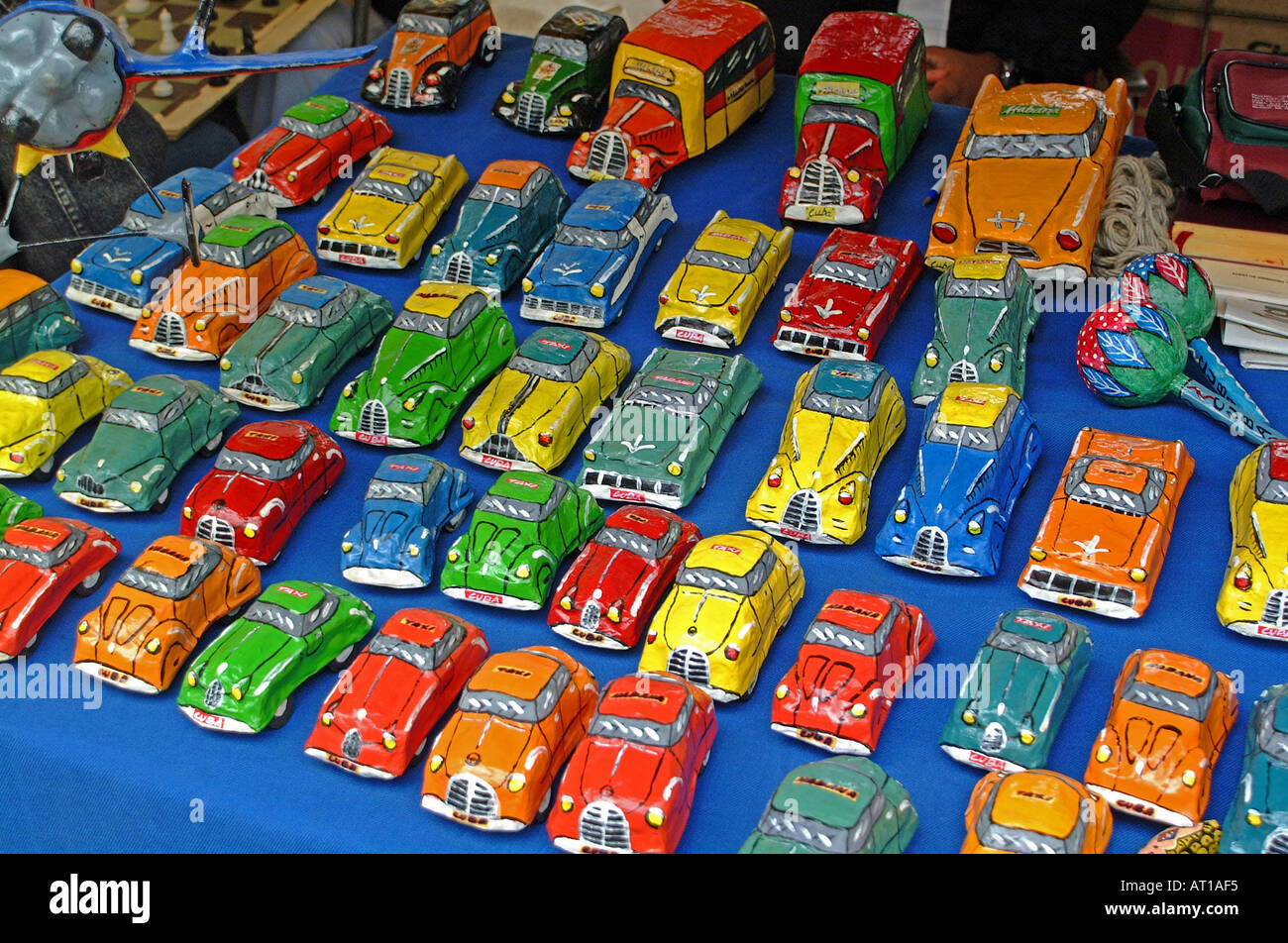 Model car toys on sale on stall in street market, Havana, Cuba. JMH0072