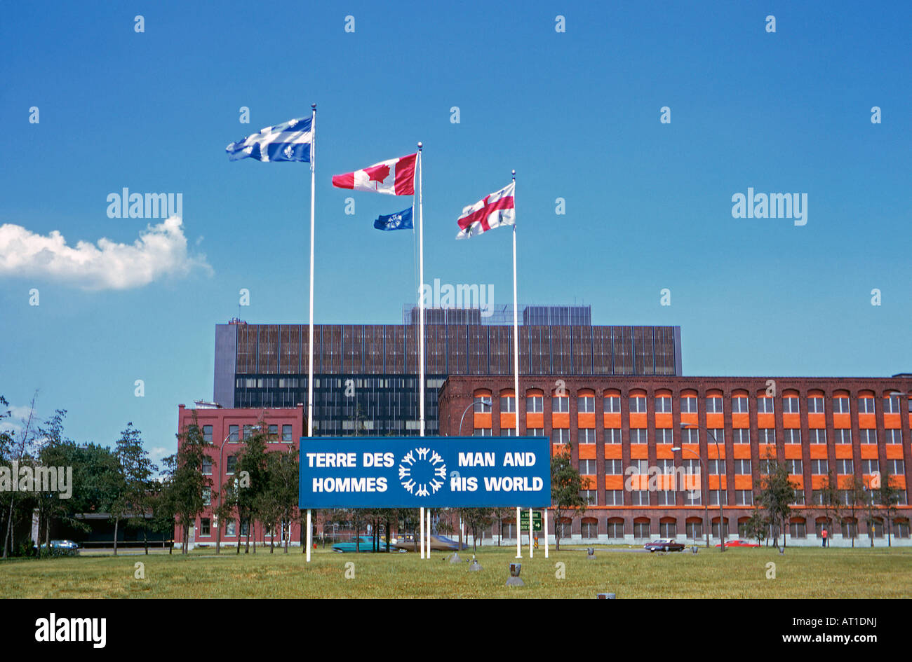 Sign for the Montreal Expo exhibition, Man and his World, 1973 Stock Photo
