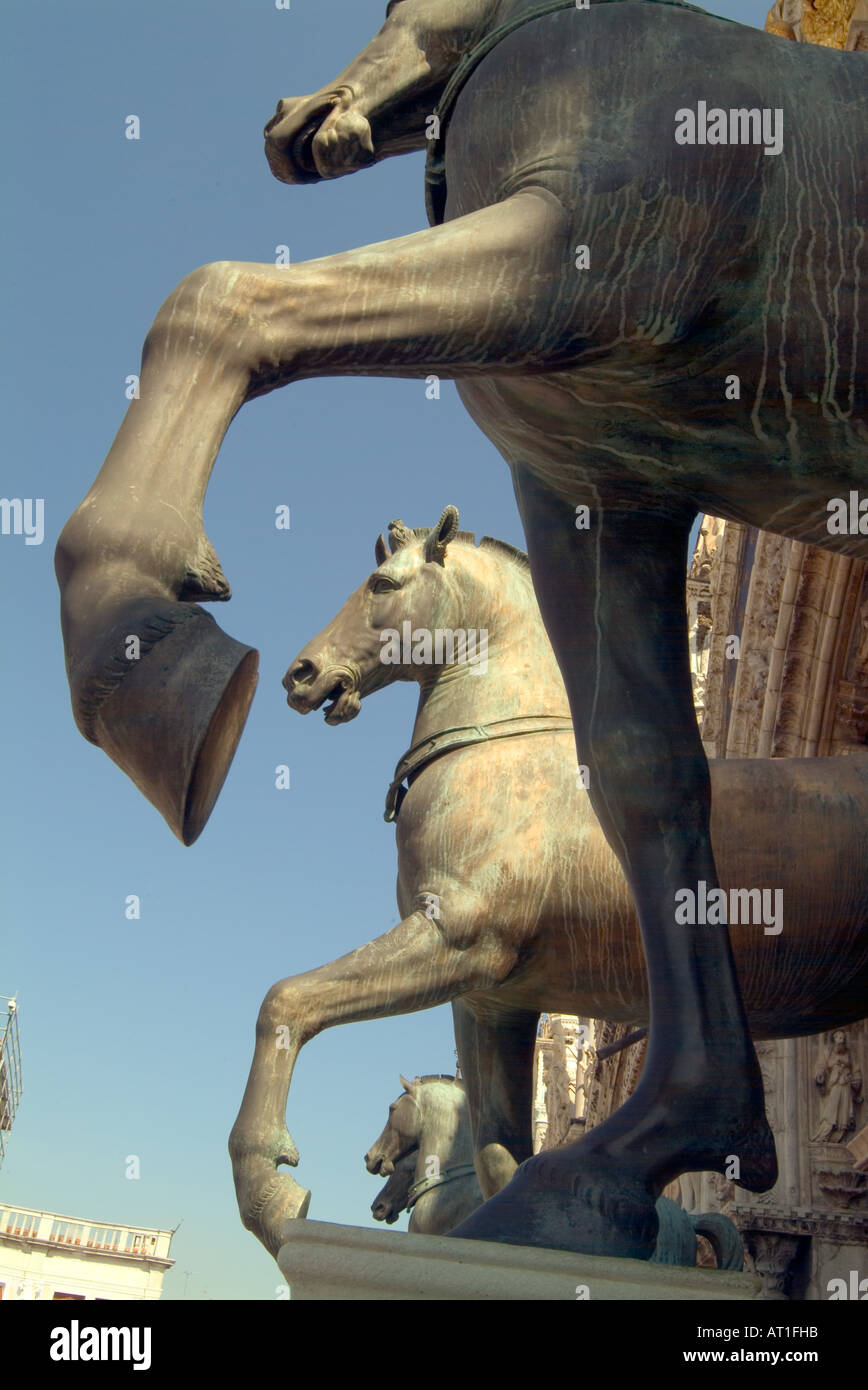 Italy, Venice, Majestic horse statues in the Piazza San Marco Stock