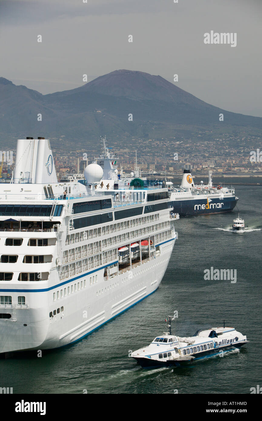 Europe, Italy, Campania, NAPLES Port of Naples with Harbor Ferries