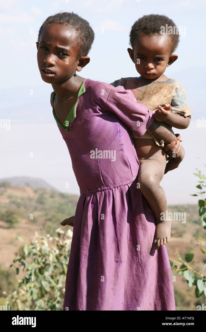Hungry African children in Ethiopia Stock Photo