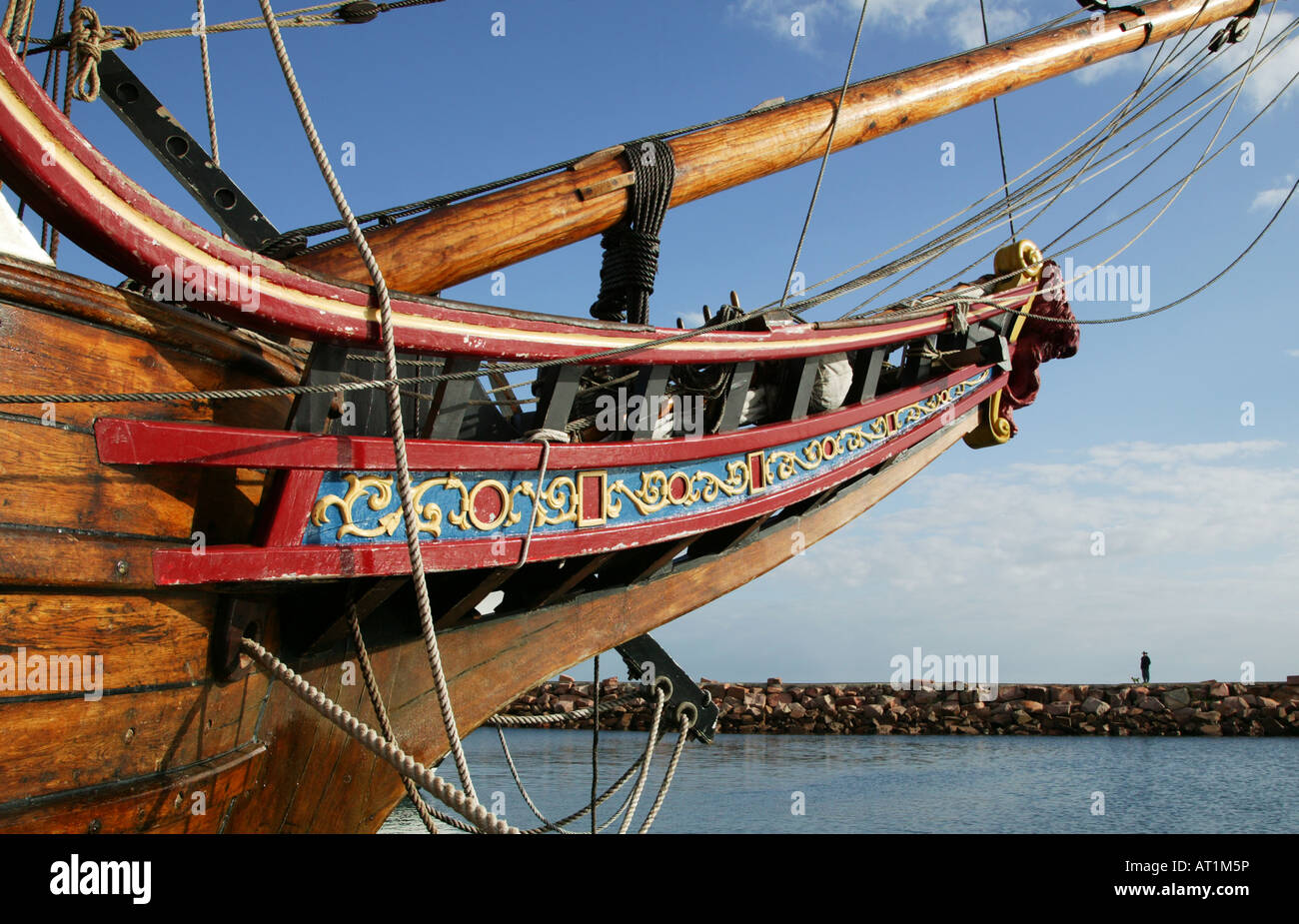 A reproduction square rigger ship in port at Nelson s Bay NSW Australia