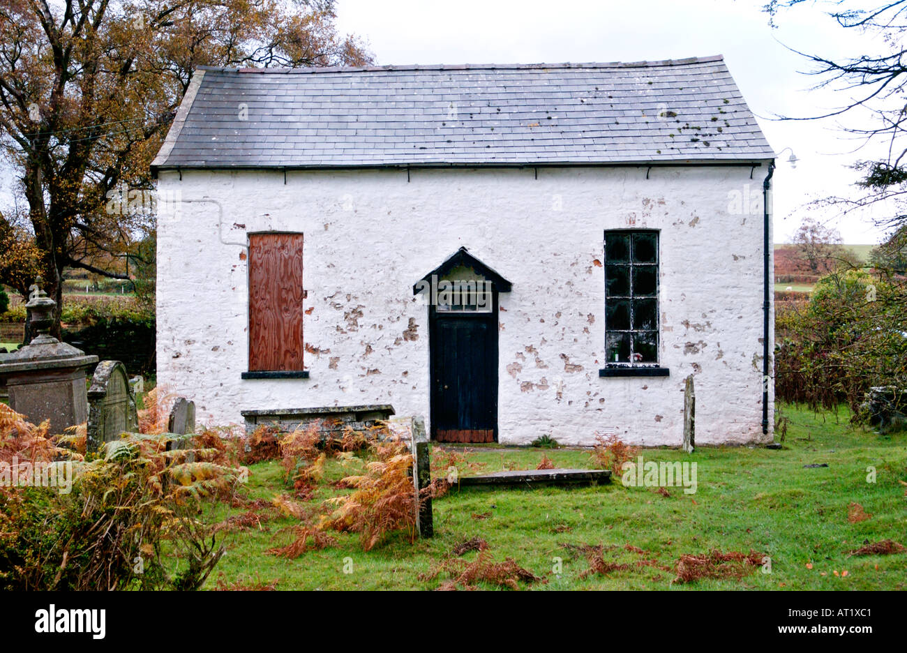 Welsh Bethesda Chapel at Brechfa near Brecon Powys Wales UK dated 1802 for sale for conversion to a two bedroom family home Stock Photo