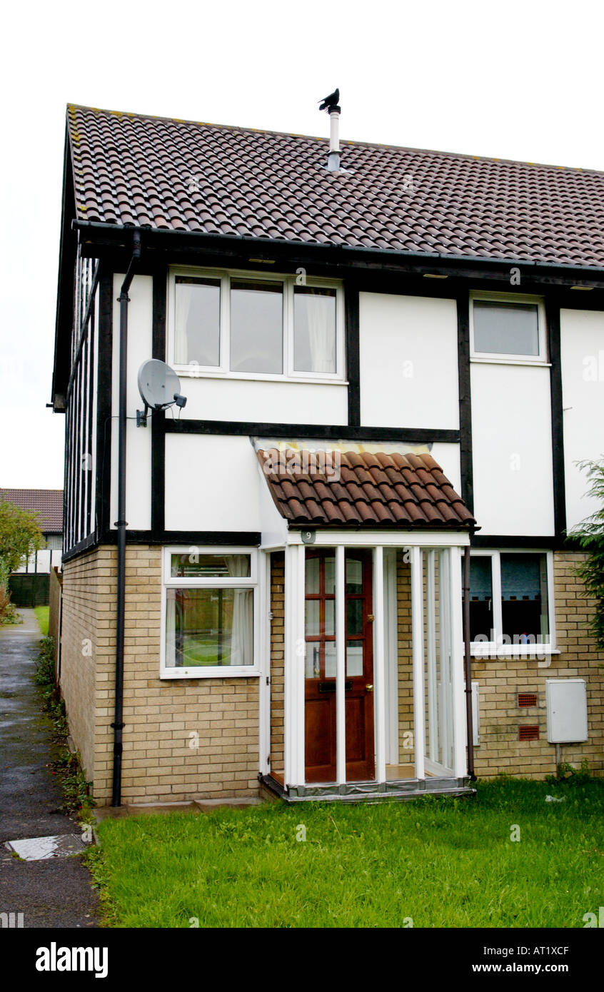 Modern British house with mock tudor upper facade in Bridgend South Wales UK Stock Photo