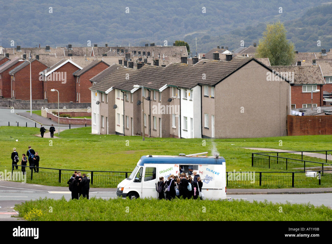 Typical housing on the Gurnos Estate Merthyr Tydfil Wales UK GB with