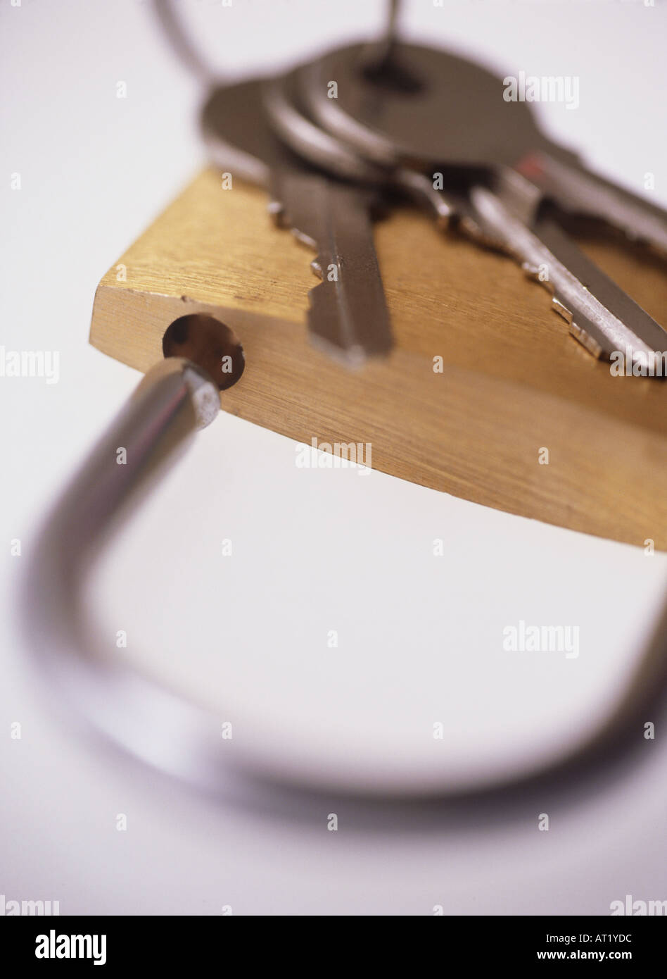 A padlock and keys Stock Photo