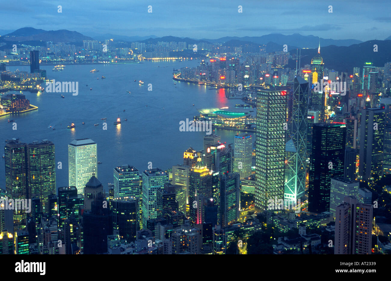 The Hong Kong Island skyline at dusk seen from Victoria Peak Hong Kong ...