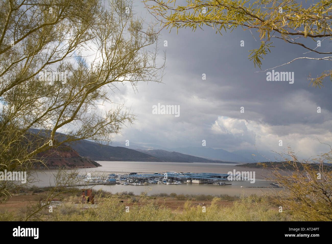 Theodore Roosevelt Lake, part of the water supply system for Phoenix Stock Photo