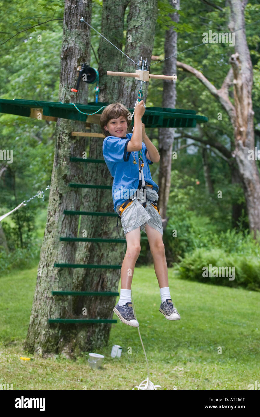 11-year-old-boy-on-the-zip-line-stock-photo-alamy