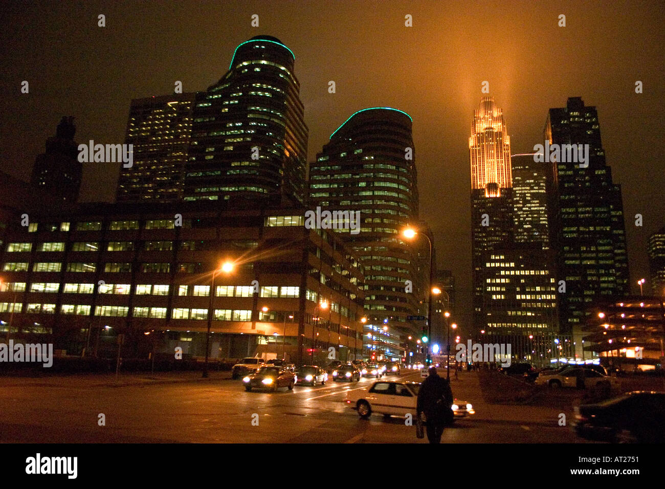 Northern skyline of downtown Minneapolis viewed from the Central