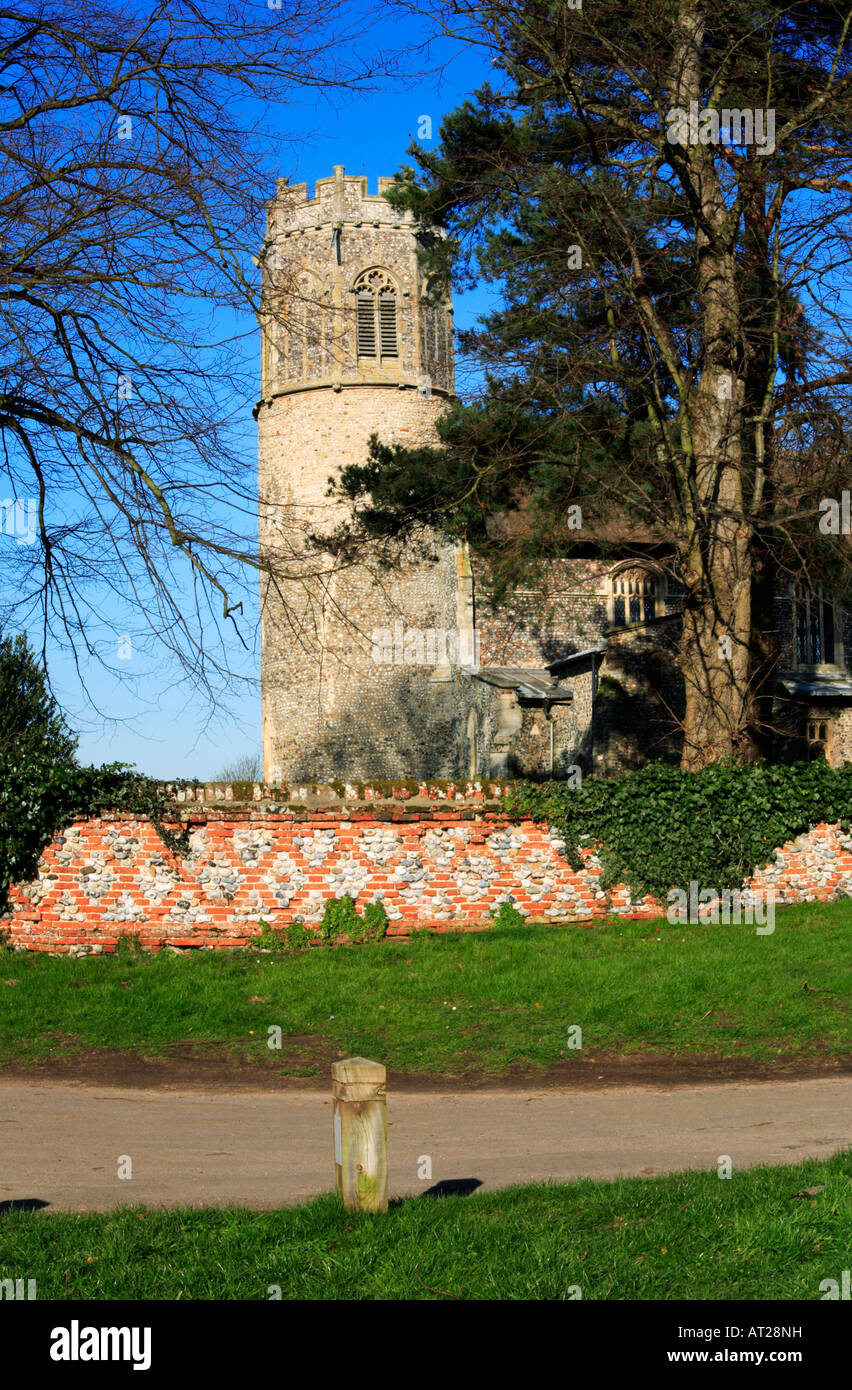 Tower of Saint Nicholas Church at Potter Heigham, Norfolk, UK Stock