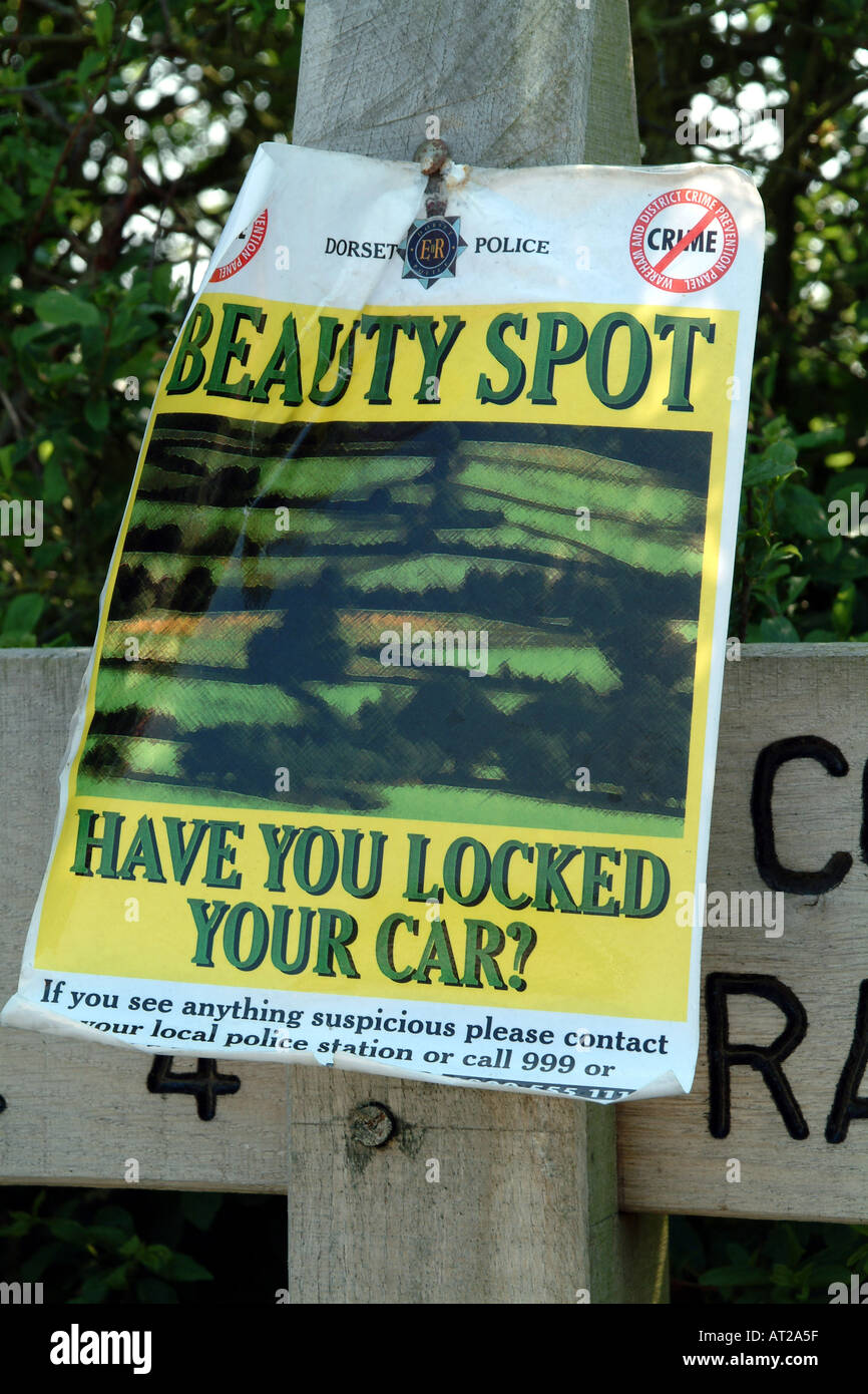 Crime Prevention Poster on view in car park Stock Photo