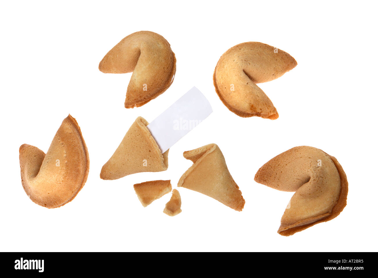 Fortune Cookies with one Broken open Stock Photo