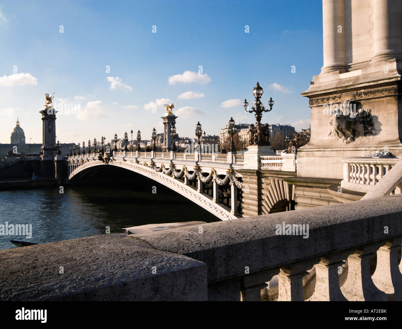 Pont Alexandre III bridge Paris France Europe towards Les Invalides Stock Photo