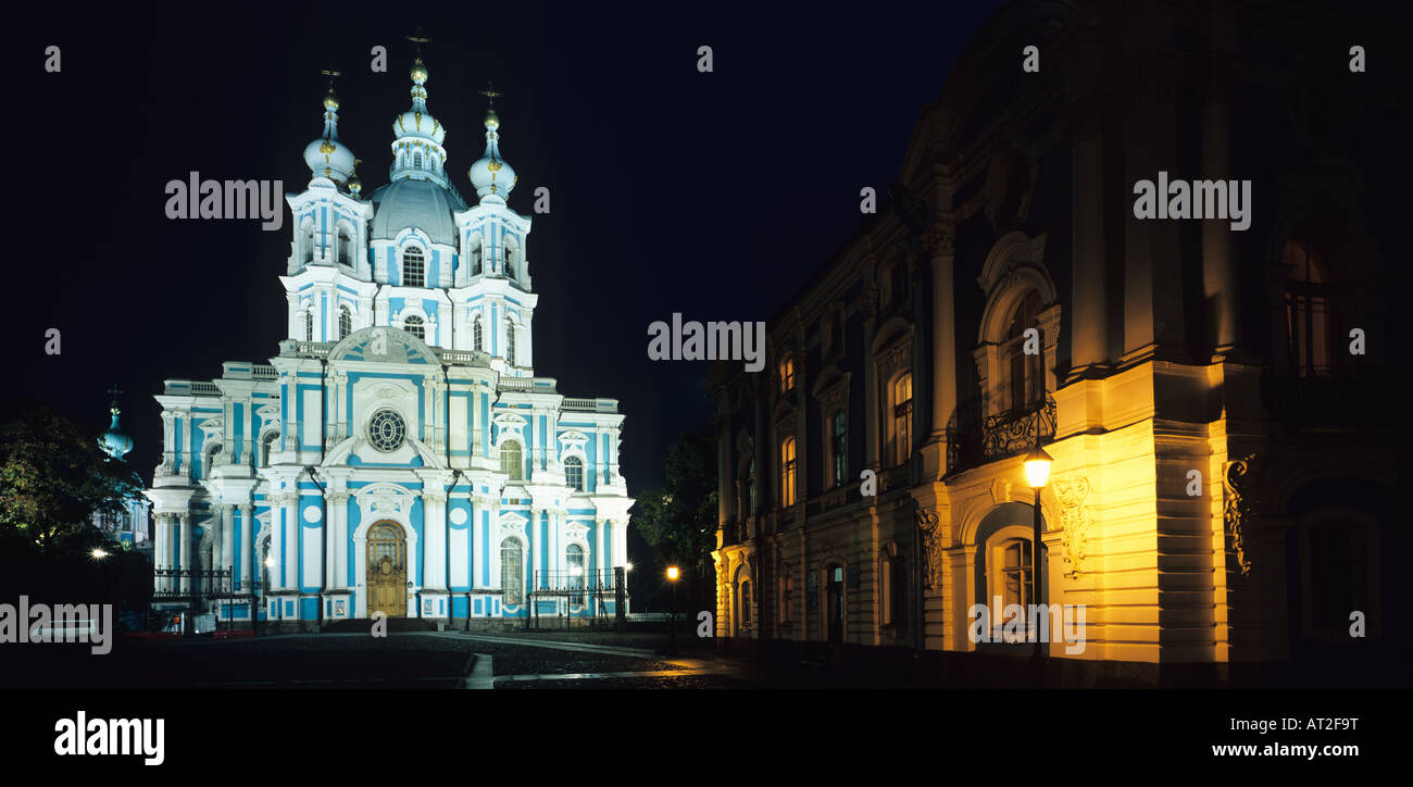 Russia. St Petersburg. Smolny Cathedral night view Stock Photo - Alamy
