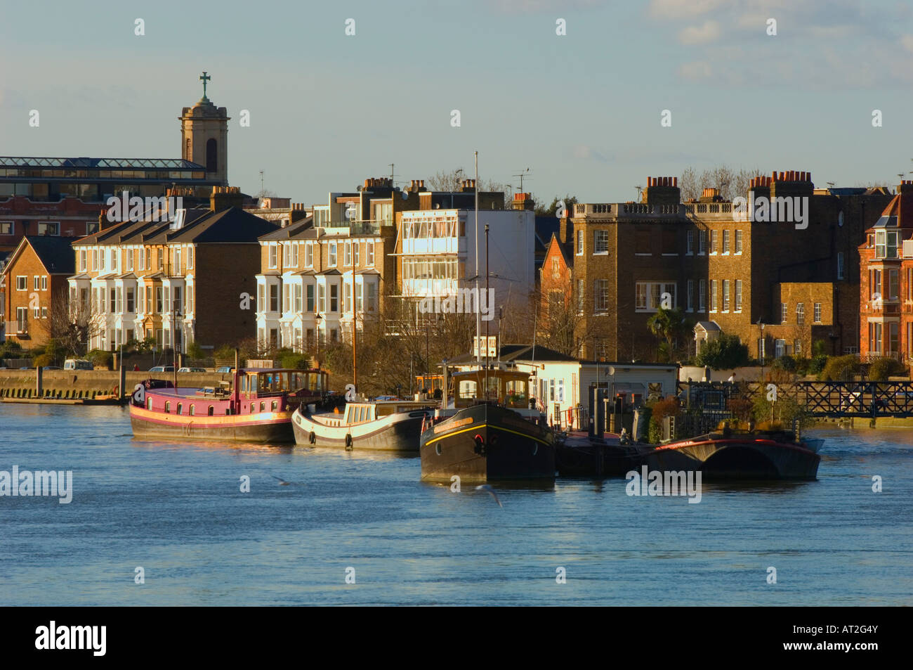 River Thames and riverside architecture Hammersmith W6 London United ...