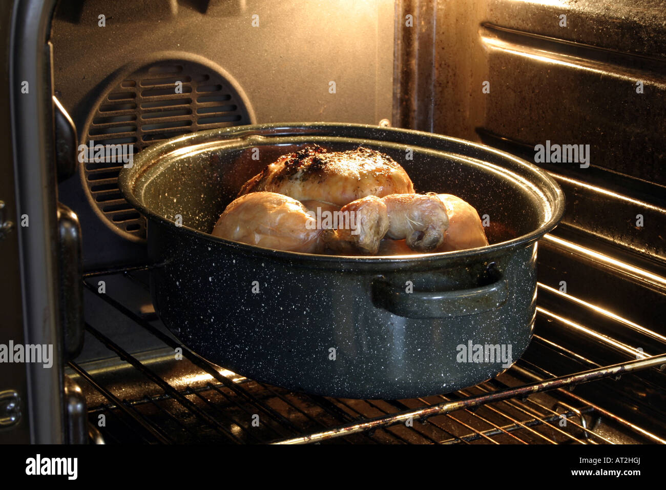 Roast Chicken fresh from the oven Stock Photo