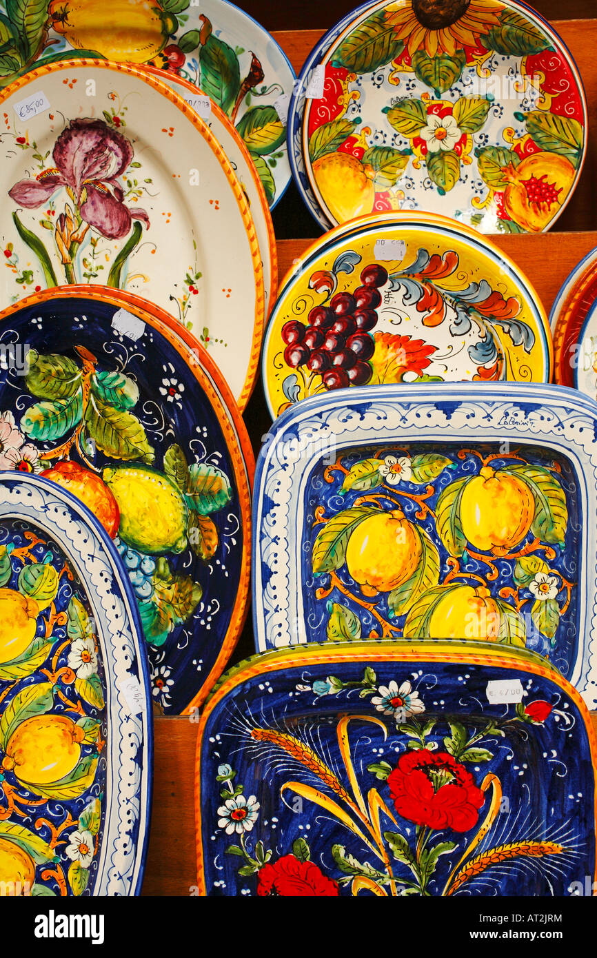 Ceramic plates for sale in Florence, Italy Stock Photo