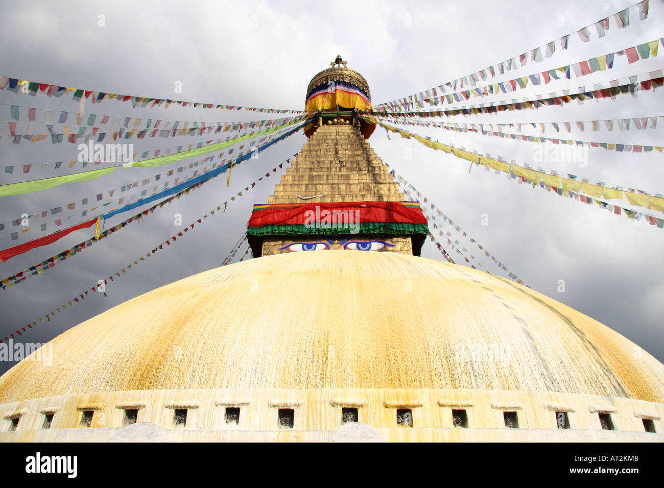 Bodhnath Stupa World Heritage Site, one of the holiest Buddhist sites & centre of Tibetan culture in Kathmandu, Nepal Stock Photo