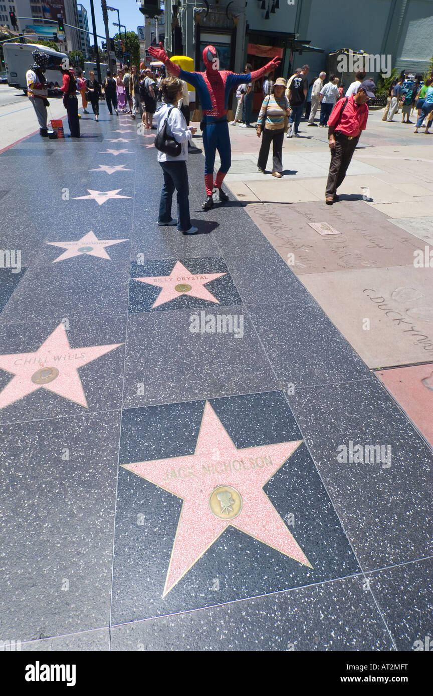 Stars and tourists on the Hollywood Walk of Fame Los Angeles California  Stock Photo - Alamy