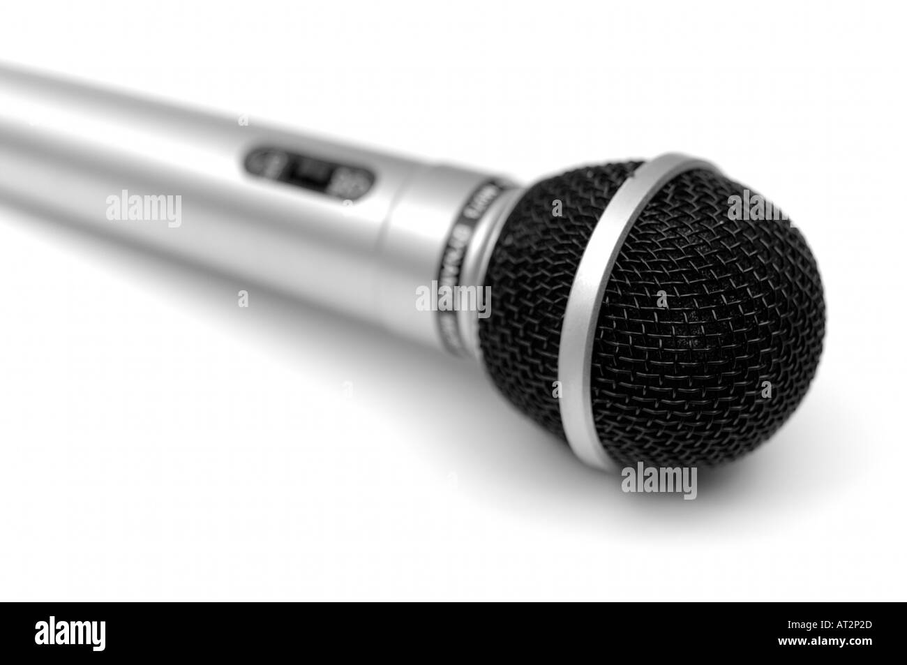 silver Microphone mic on white background Stock Photo