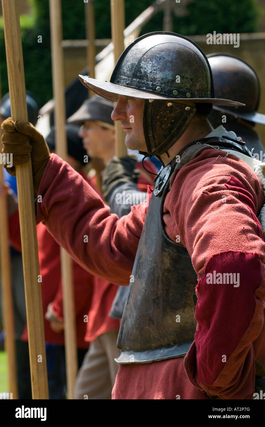 17th century Civil War Pikemen  played by sealed knot English civil war re-enactors Stock Photo