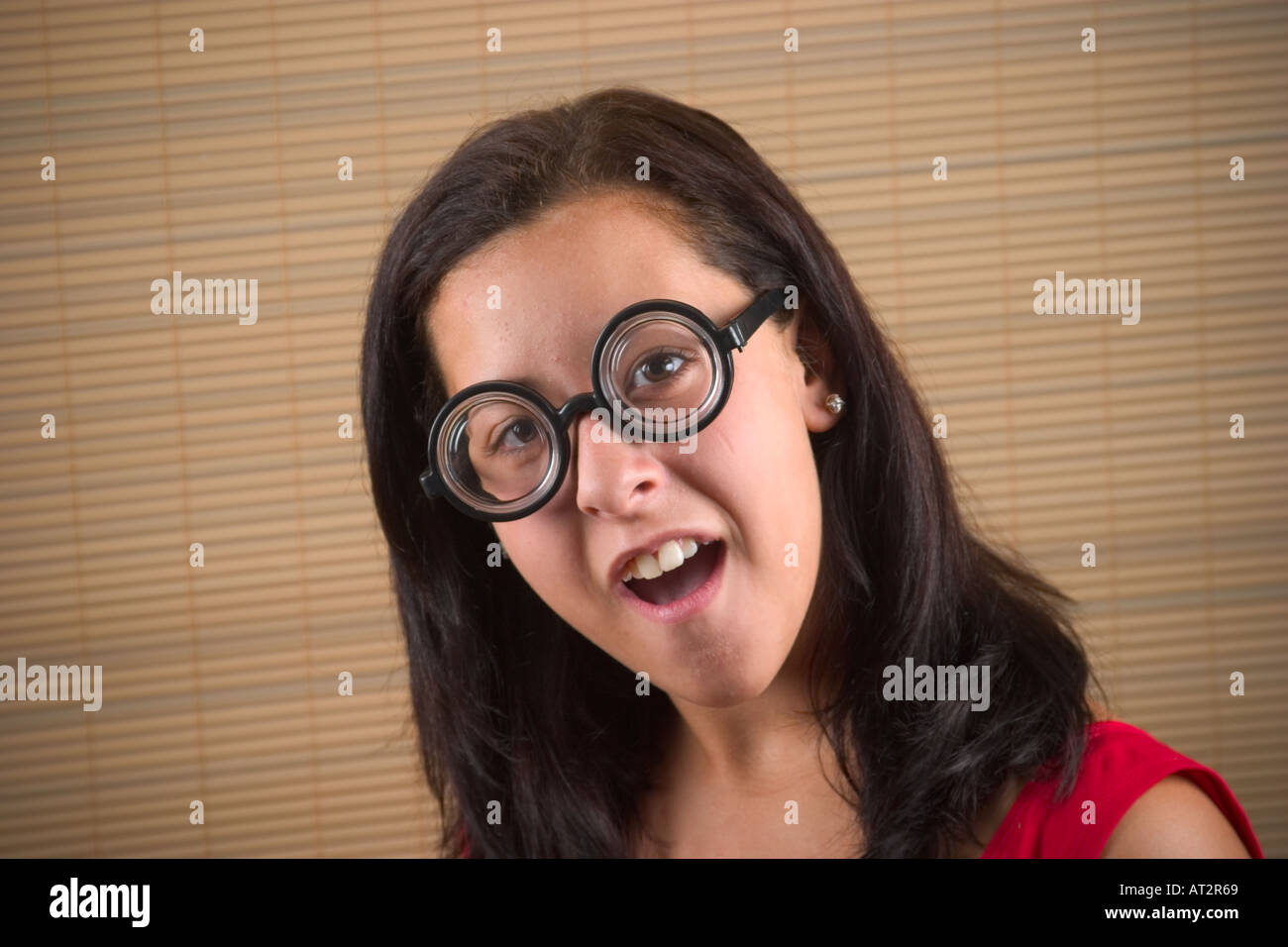 Teen Girl Wearing Thick Toy Glasses Model Released Teen Girl Wearing Thick Toy Glasses Model Released