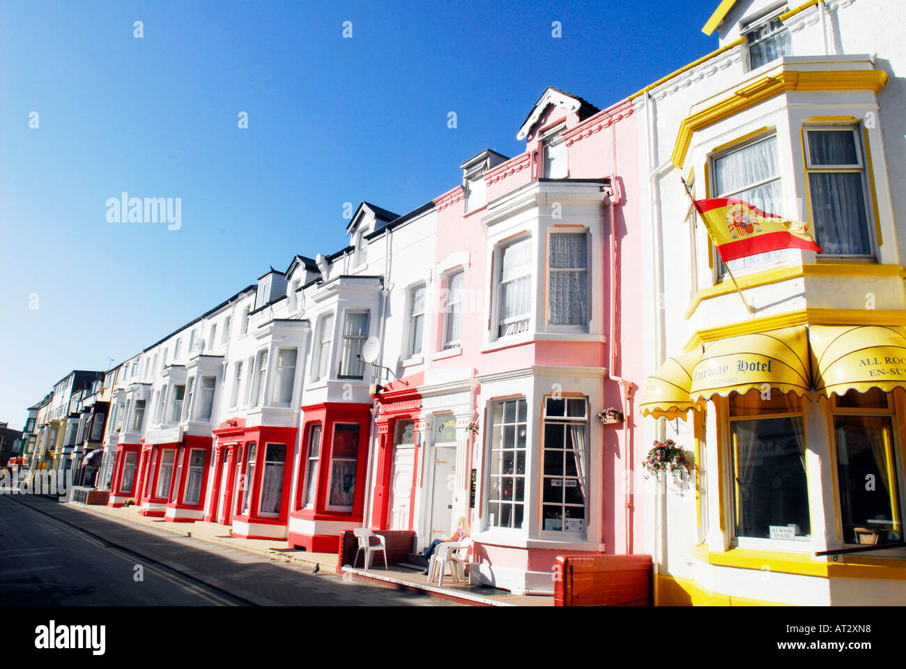 Boarding houses in bright sunshine, Blackpool Stock Photo Alamy