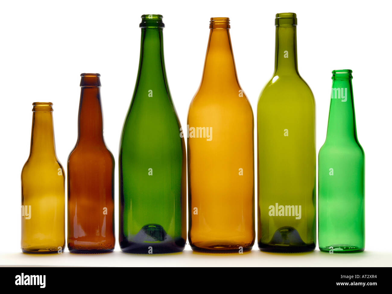 BOTTLES. RECYCLING EMPTY WINE, BEER AND CHAMPAGNE BOTTLES ASSORTED COLOURS SHAPES AND SIZES ON