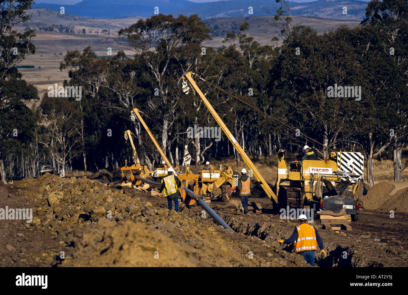 Laying gas pipeline Australia Stock Photo Alamy