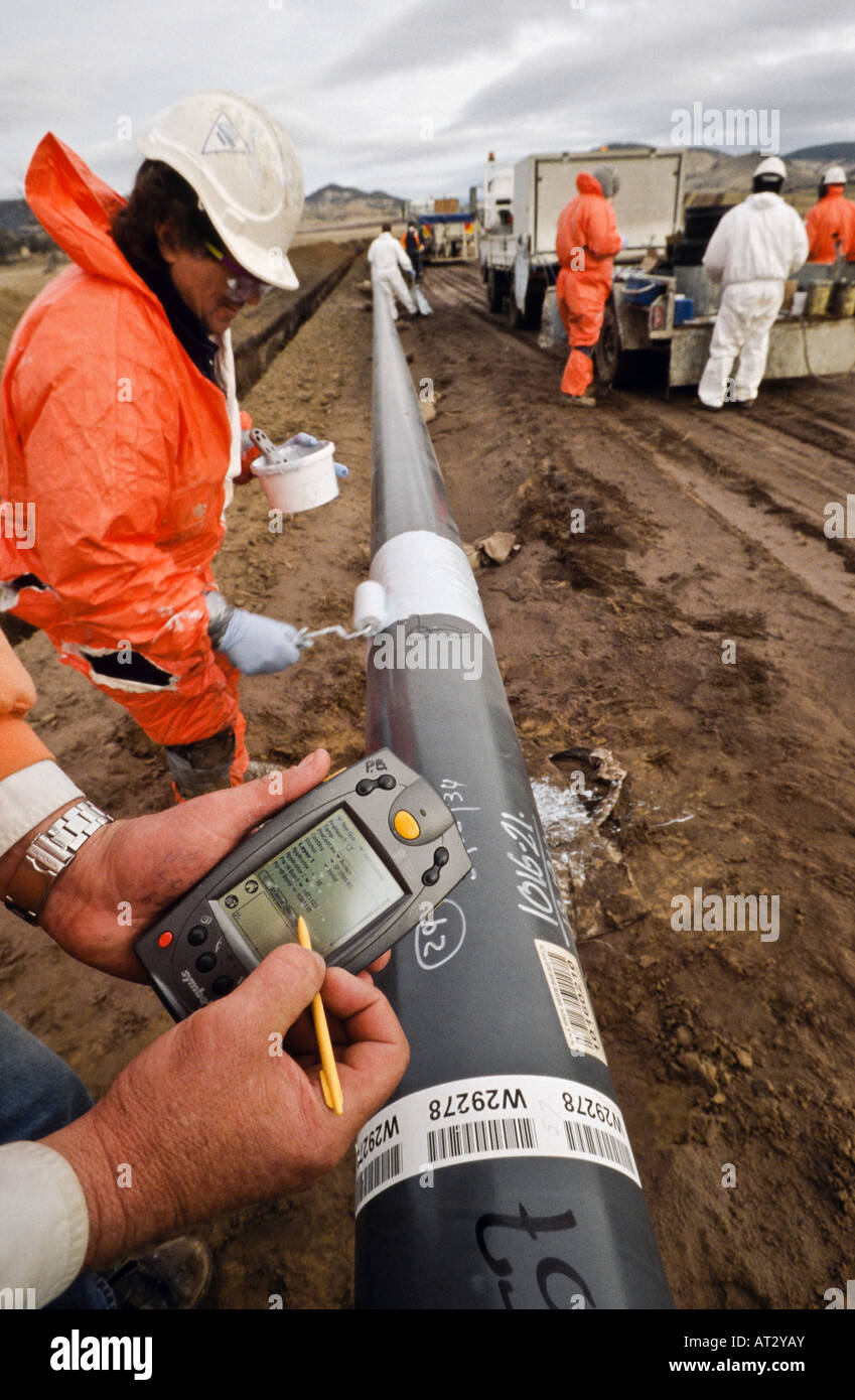 Laying gas pipeline Australia Stock Photo