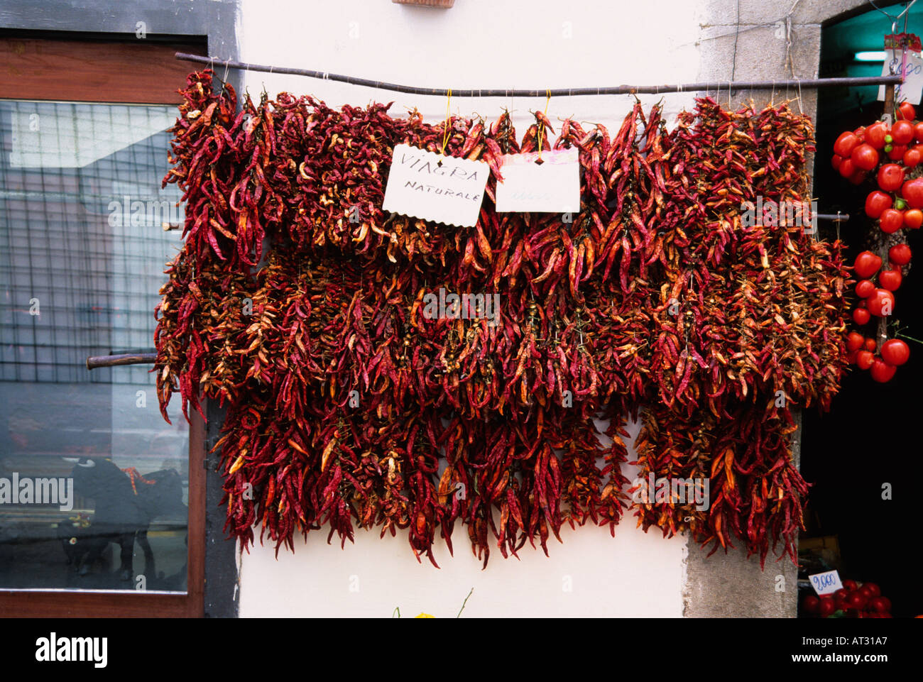 European travel in Italy red hot chili peppers sign reads Viagra