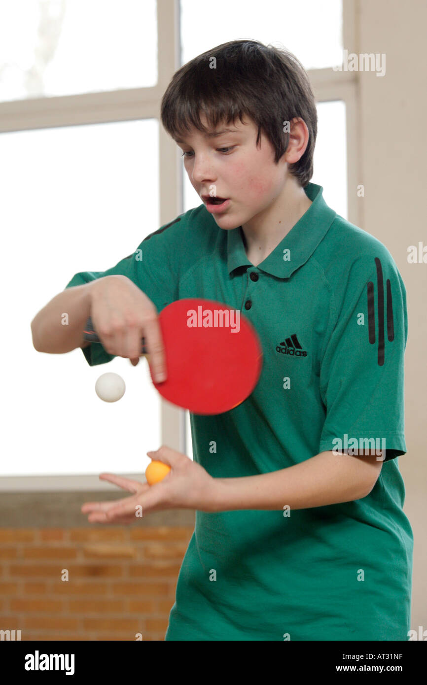 boy playing table tennis Stock Photo Alamy