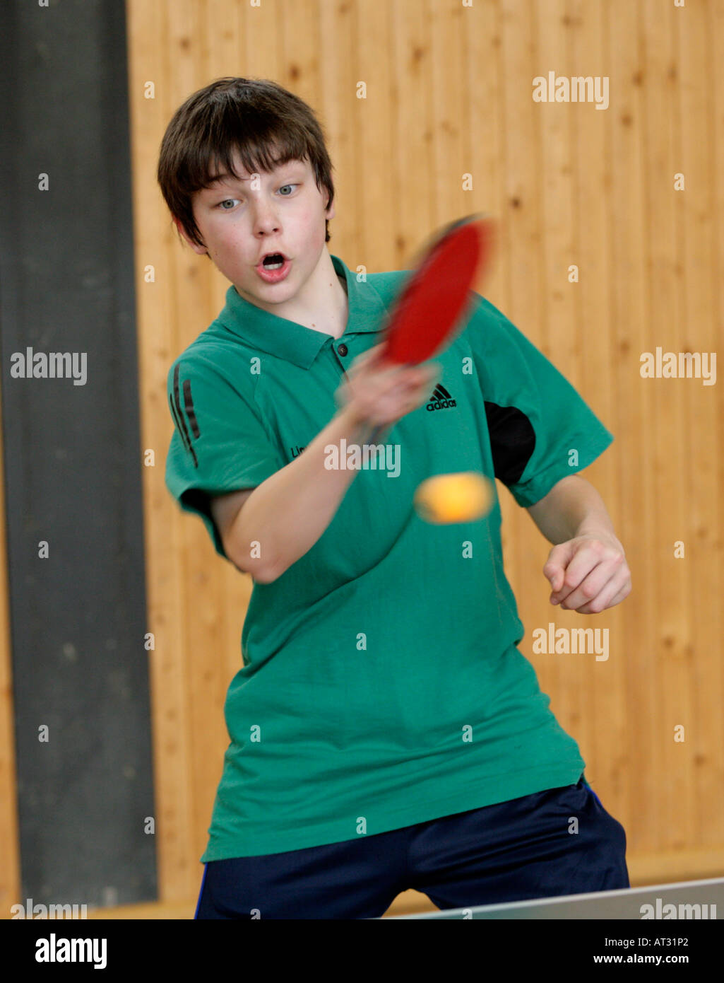 boy playing table tennis Stock Photo Alamy