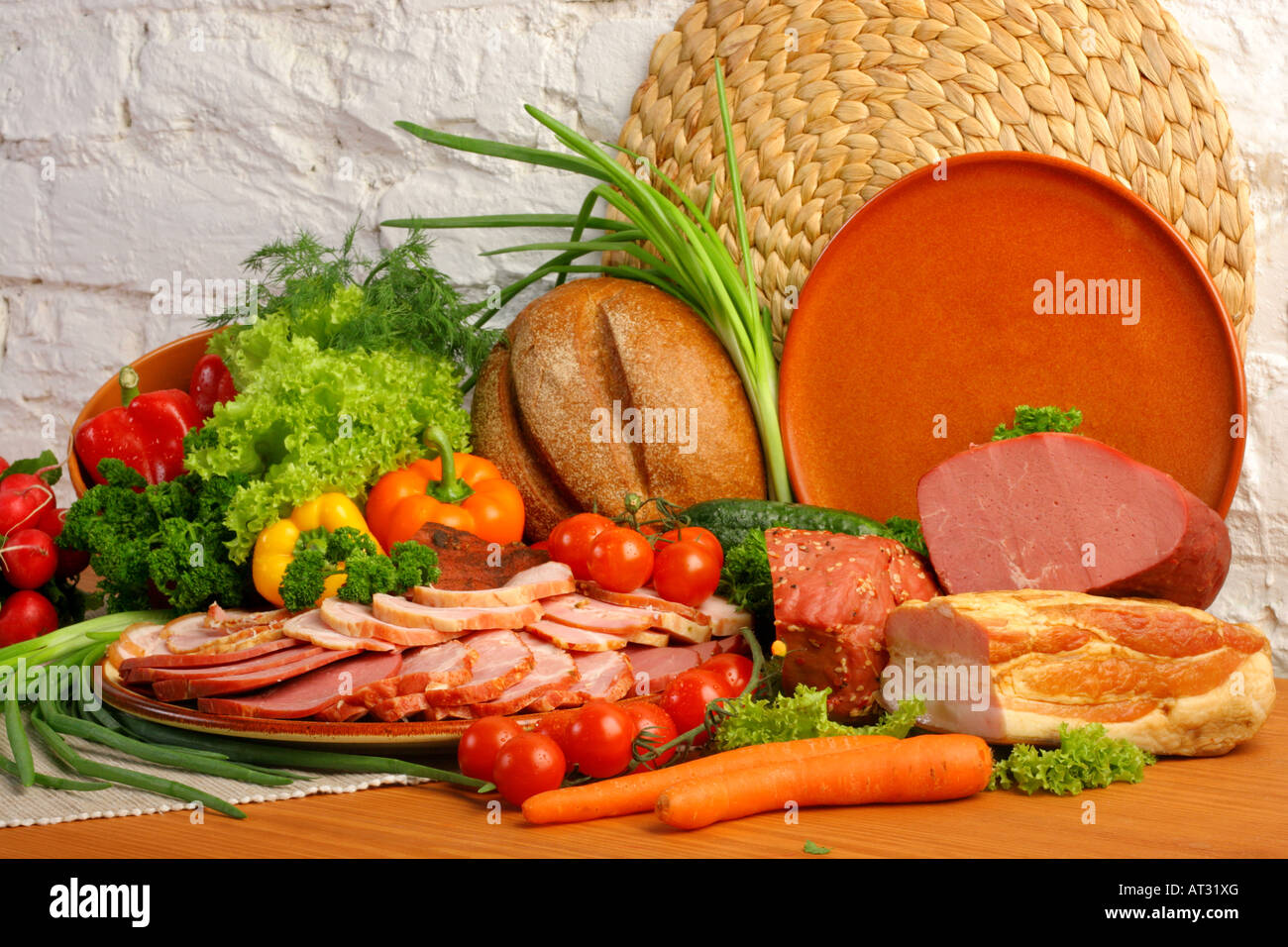Ham with assorted vegetables bread Stock Photo