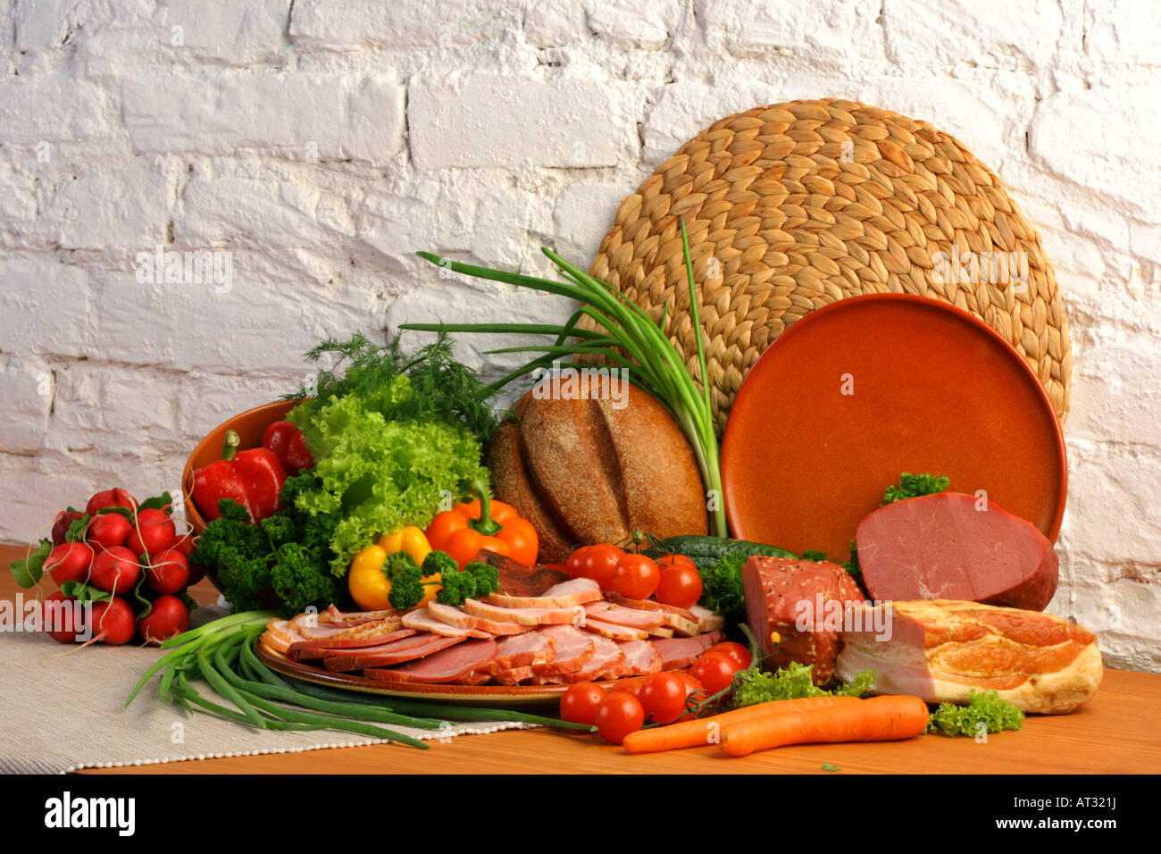 Ham with assorted vegetables bread Stock Photo