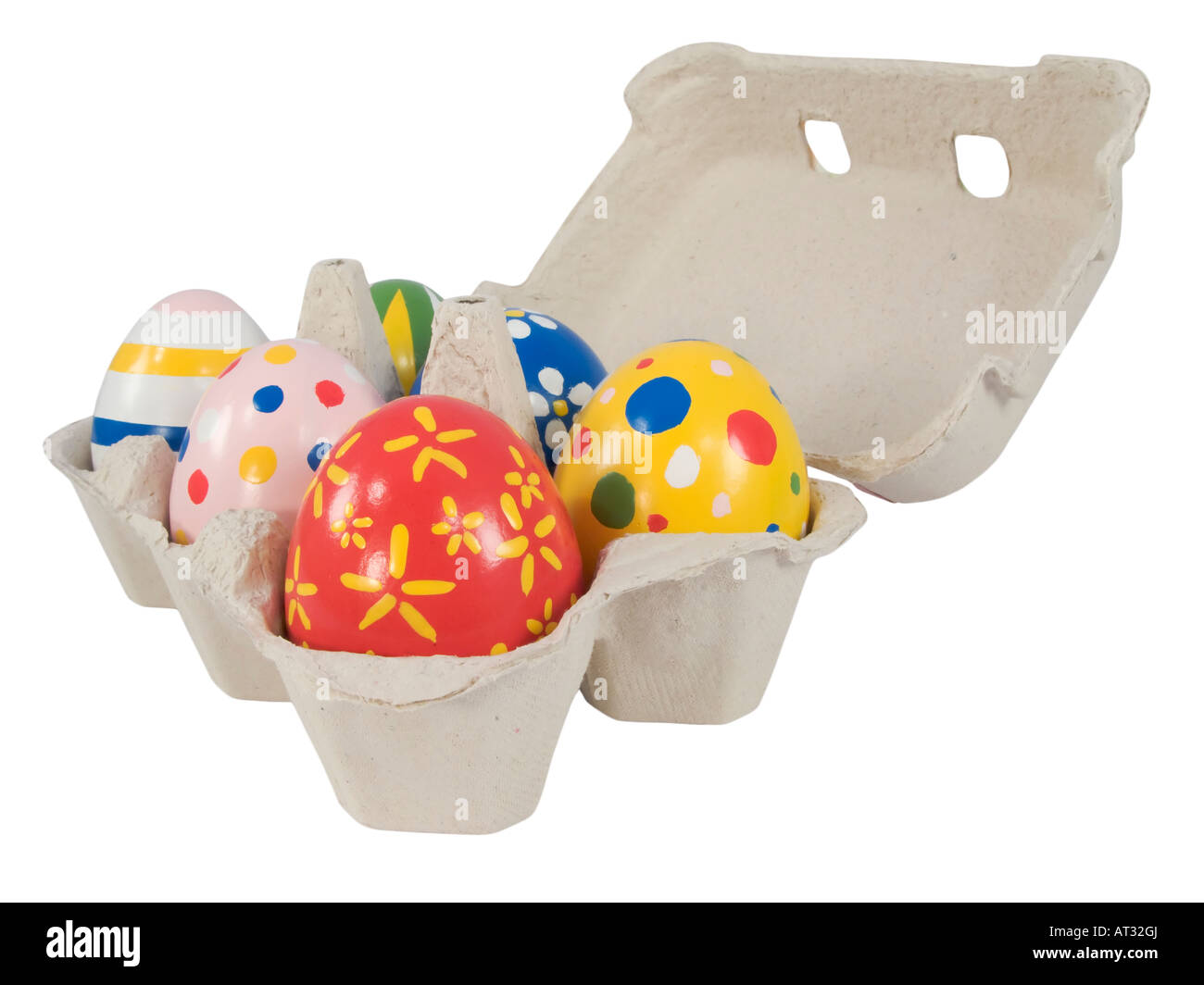 Real hand painted Easter eggs in egg box Stock Photo - Alamy