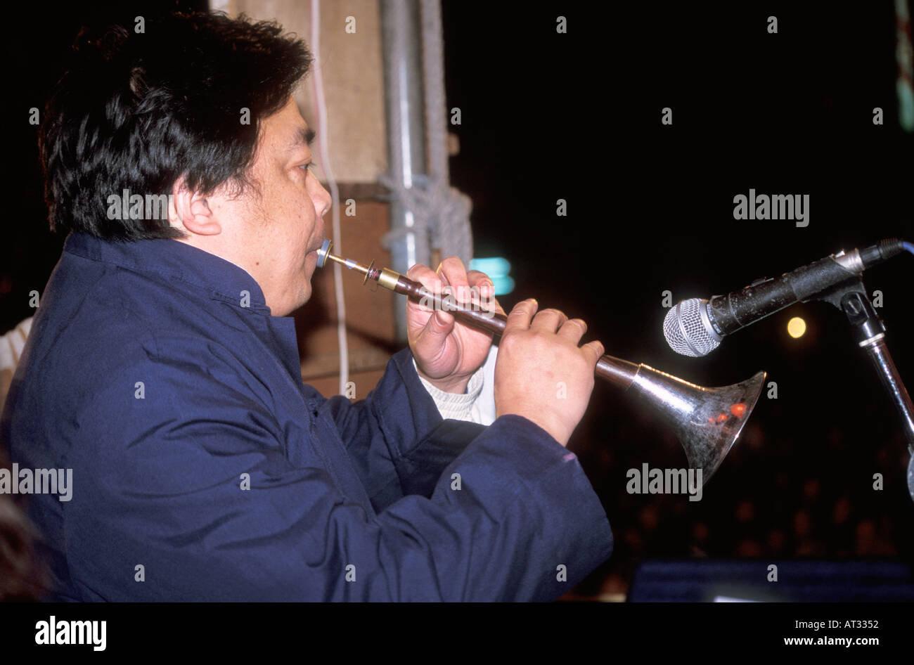 Man Playing Chinese Oboe Suona Stock Photo Alamy
