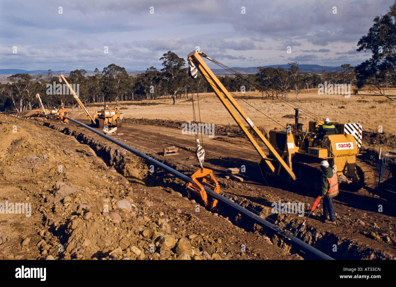 Laying gas pipeline Australia Stock Photo Alamy