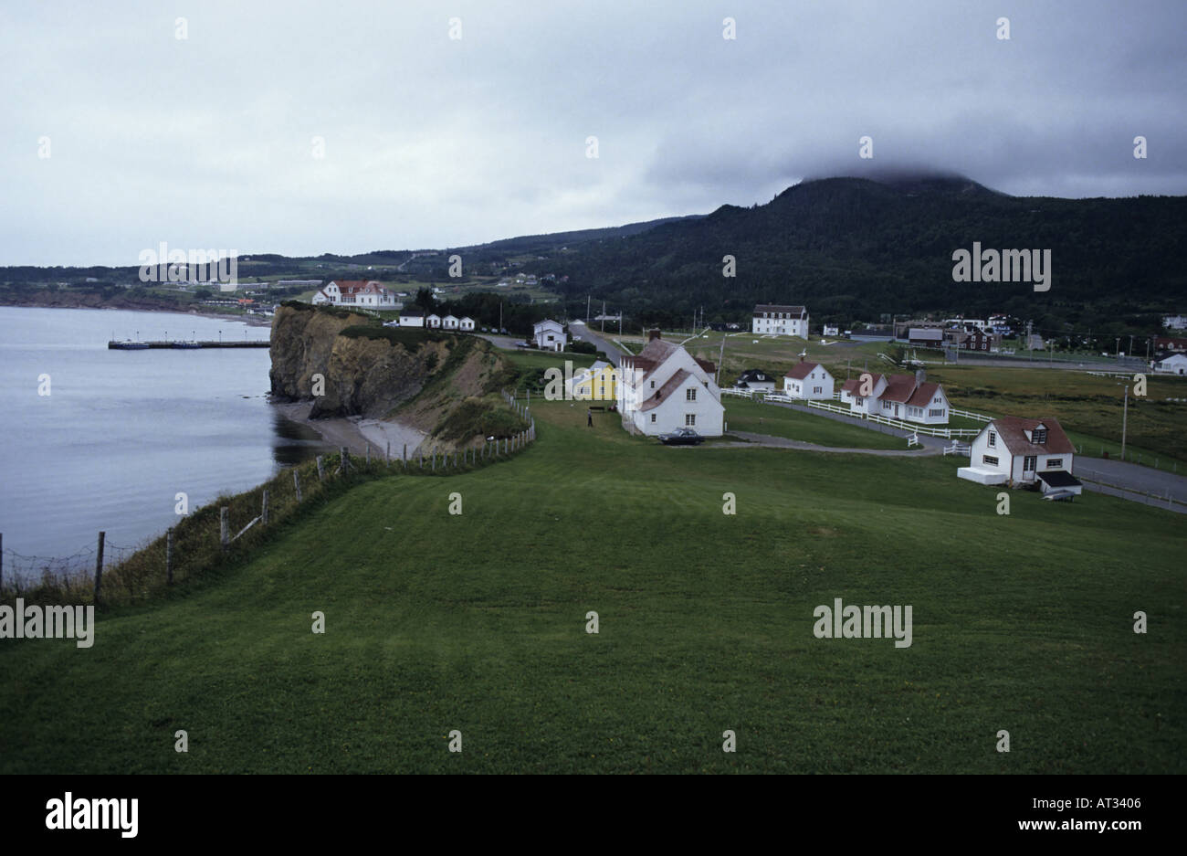 canada gaspesie the perce village and its rock facing the atlantic