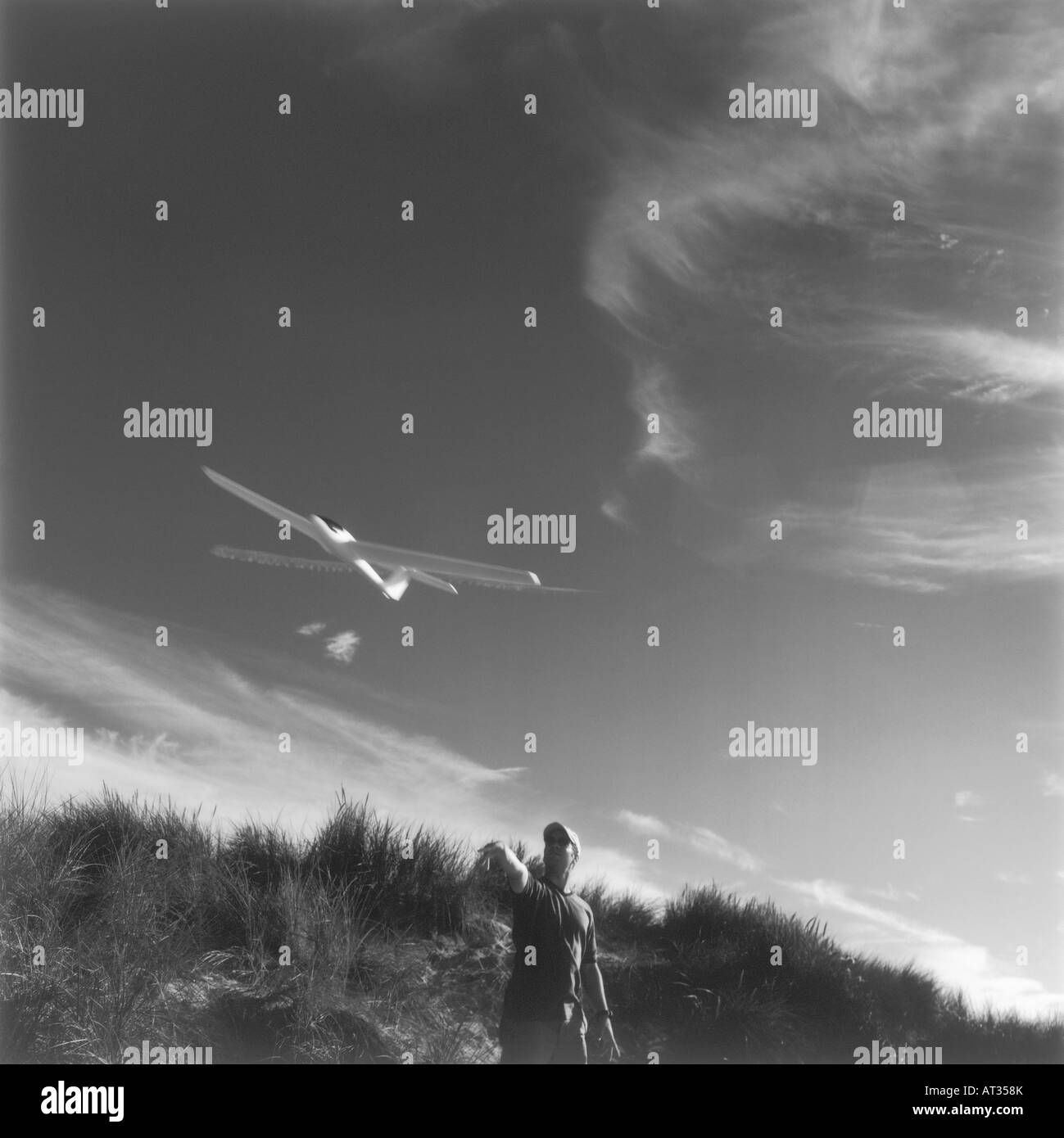 Flying person Black and White Stock Photos & Images - Alamy