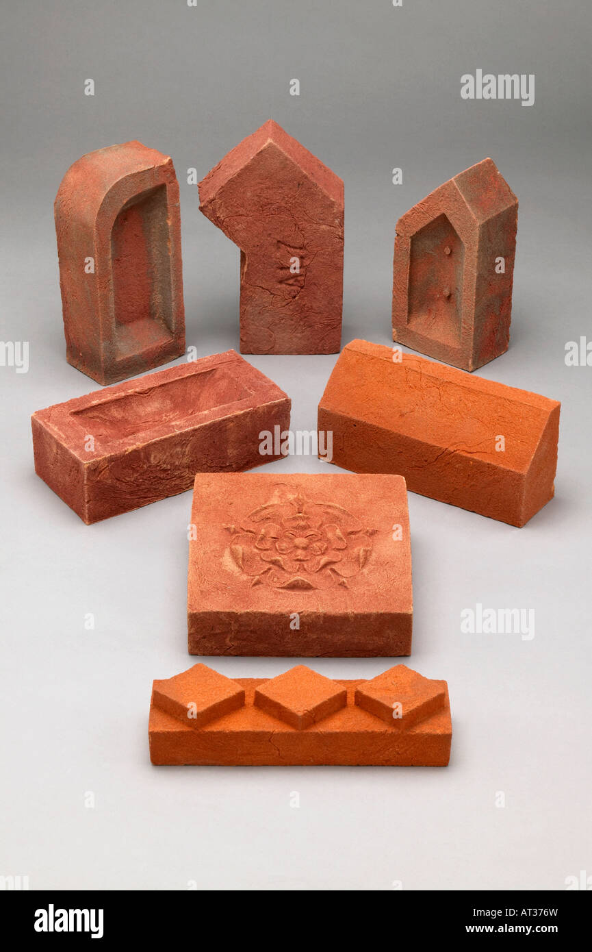 Handmade Bricks Bullnose Dogleg Squint Plinth Stretcher Facing Decorative Common Stock Photo