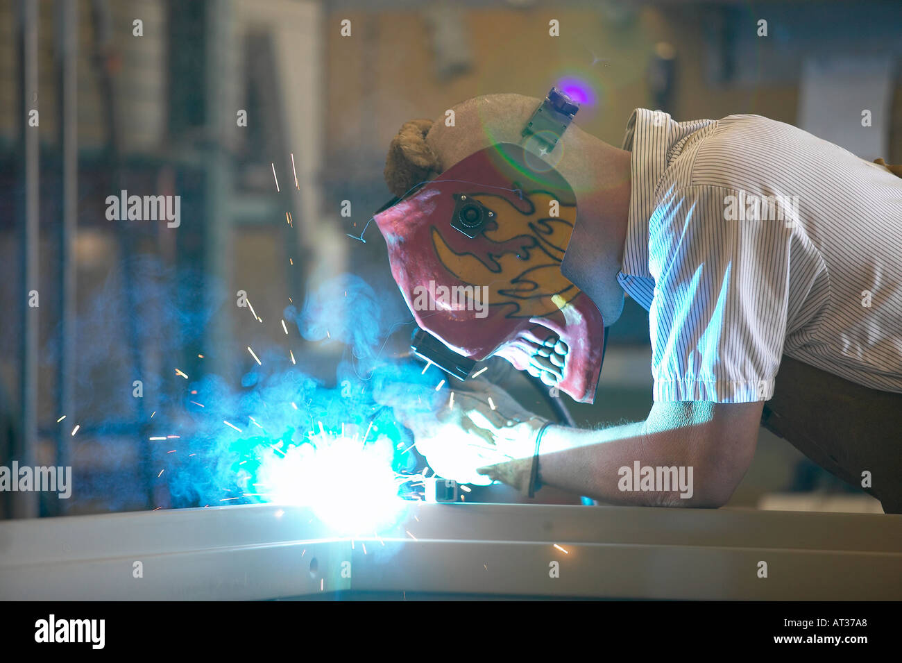 Man Welding Door Frame Stock Photo Alamy