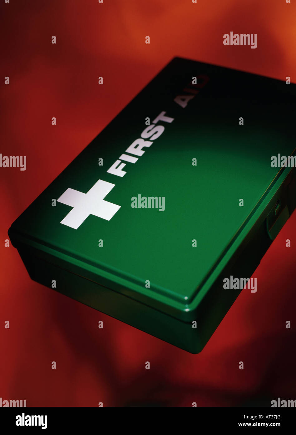 A closed first aid box Stock Photo