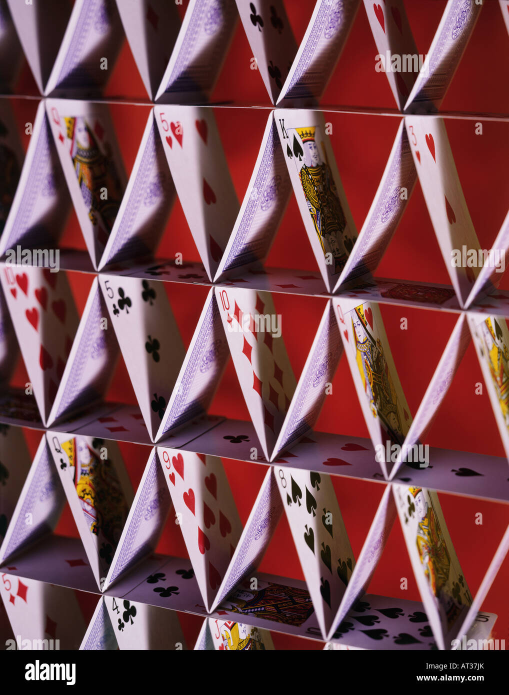 A house of playing cards, close-up Stock Photo