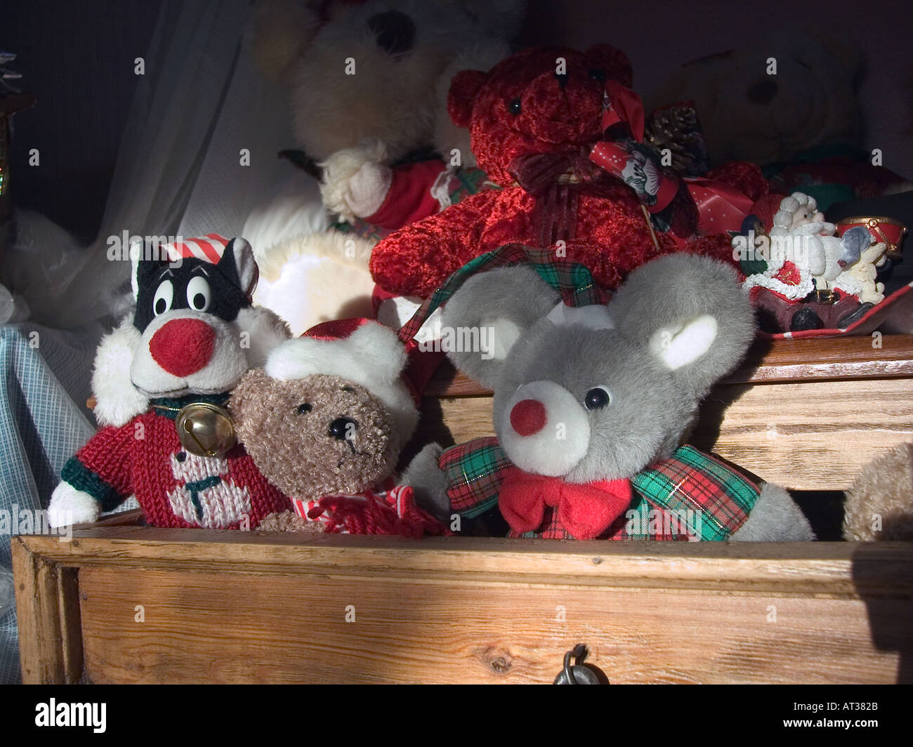 teddy bears in drawer Stock Photo