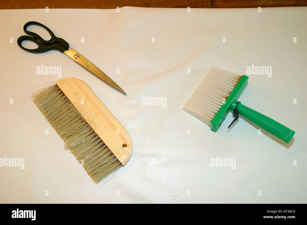 Wallpaper hanging kit Stock Photo Alamy