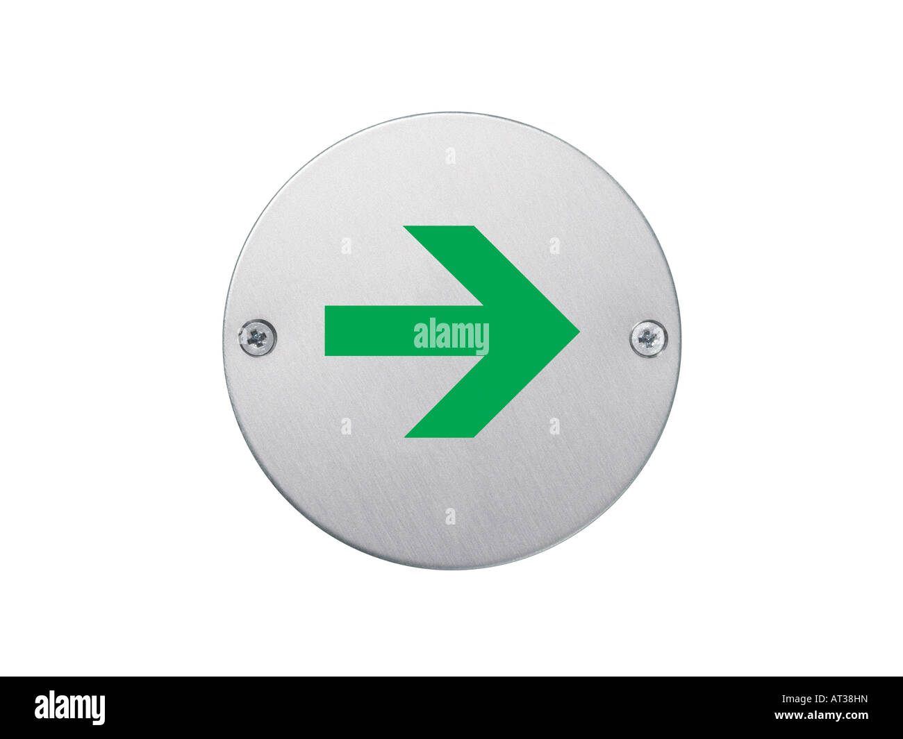 A green arrow sign pointing right Stock Photo