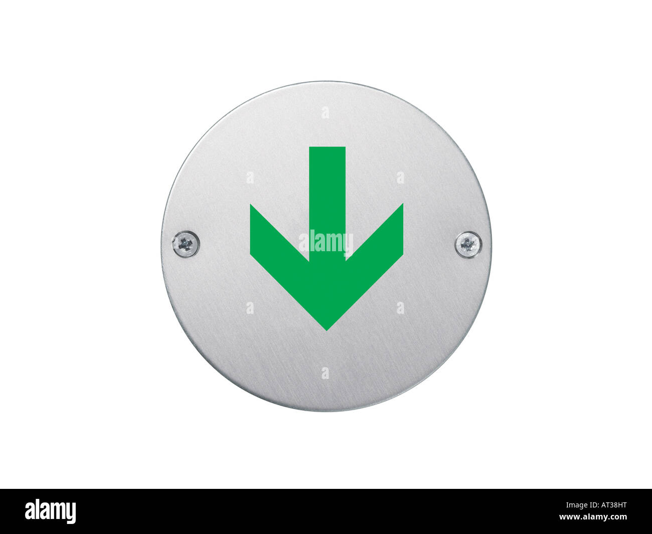 A green arrow sign pointing down Stock Photo