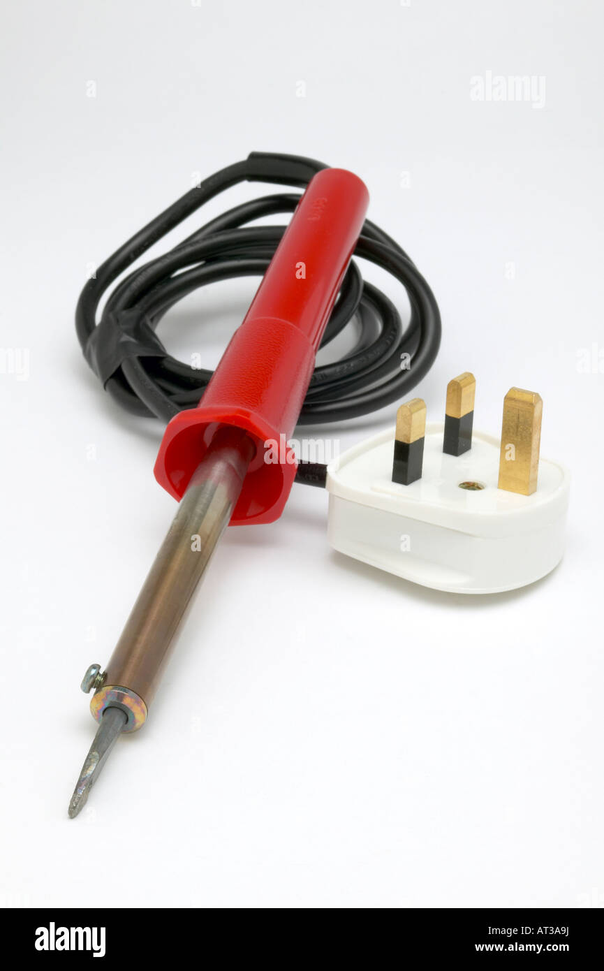 Electric Soldering Iron fitted with UK plug vertical Stock Photo Alamy